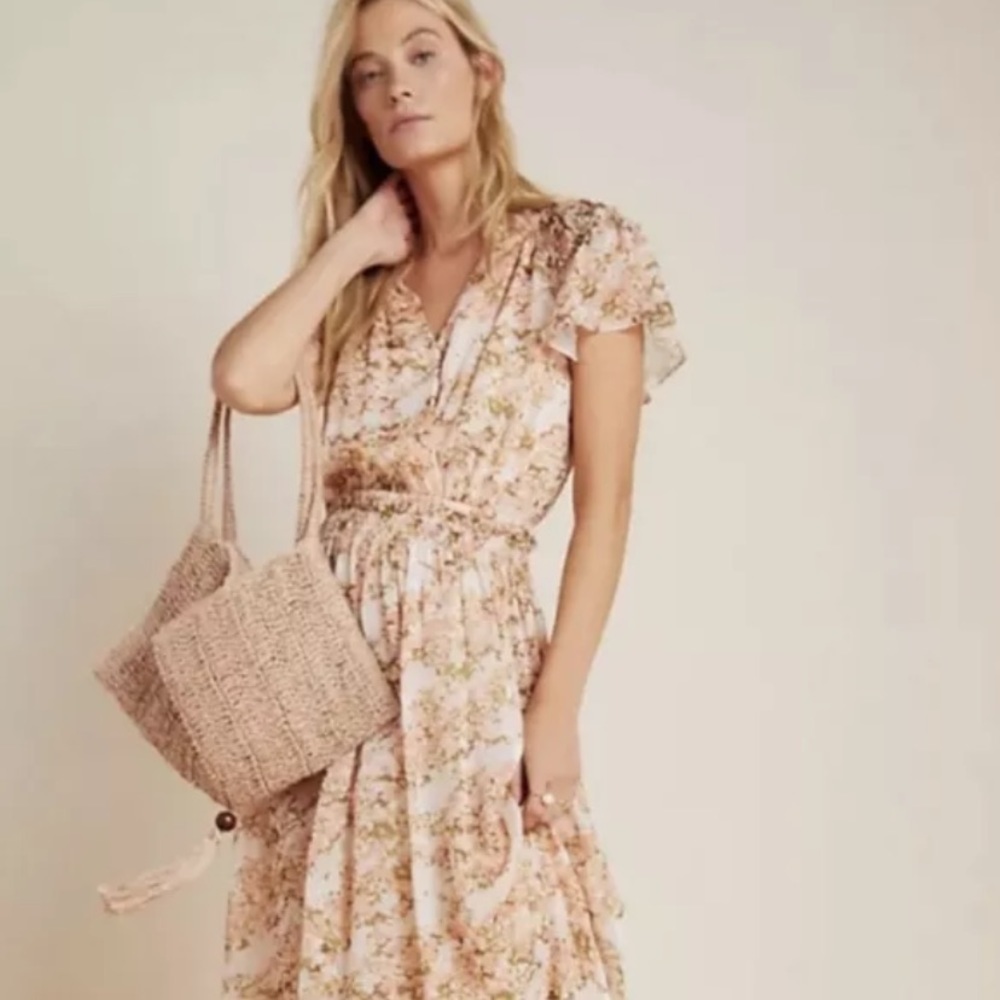 Anthropologie current air midi dress NWT lg floral
